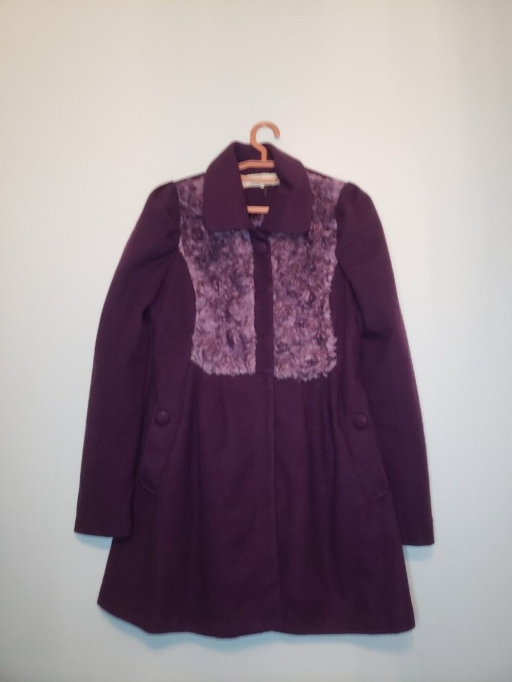 A'reve Women M Peacoat Dark Purple Fluffy Fringe Front Long Sleeve Anthropologie